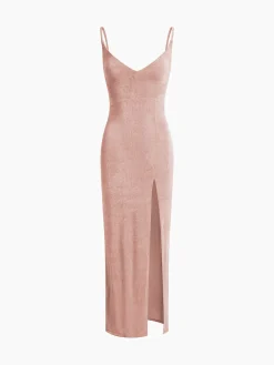 COMMENSE Strap Slit Midi Dress* Sweater Dresses|Casual Dresses