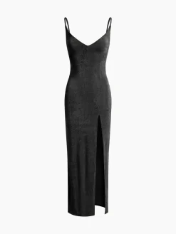 COMMENSE Strap Slit Midi Dress* Sweater Dresses|Casual Dresses