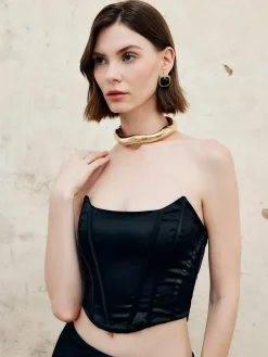 COMMENSE Strapless Knotted Back Corset Top* Tops