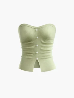 COMMENSE Strapless Split Pearl Sweater Vest* Sweater Vests|Sweaters & Cardigans