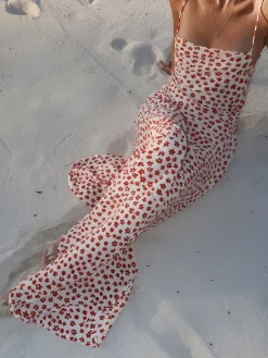 COMMENSE Strappy Floral Print Crisscross Flowy Long Sundress* Casual Dresses|Floral Dresses