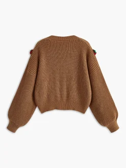 COMMENSE Strawberry Embroiled Button Cardigan* Cardigans|Sweaters & Cardigans