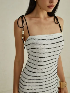 COMMENSE Stripe Cami Long Dress* White Dresses|Cocktail & Party Dresses