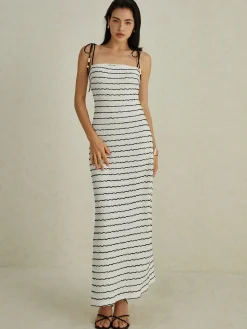 COMMENSE Stripe Cami Long Dress* White Dresses|Cocktail & Party Dresses