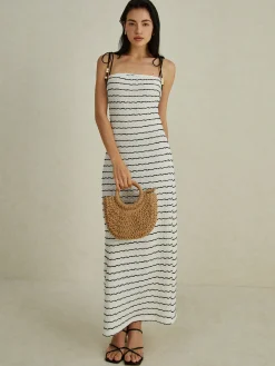 COMMENSE Stripe Cami Long Dress* White Dresses|Cocktail & Party Dresses
