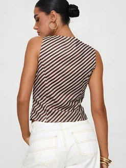 COMMENSE Stripe Knotted V-Neck Tank Top* Tank Tops & Camis|Tops