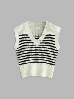 COMMENSE Stripe Panel Sweater Vest* Sweater Vests|Sweaters & Cardigans