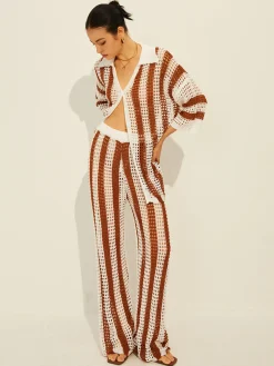 COMMENSE Stripe Polo Knit Pants Set* Sweater Tops|Sweaters & Cardigans