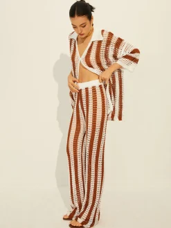 COMMENSE Stripe Polo Knit Pants Set* Sweater Tops|Sweaters & Cardigans