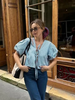 COMMENSE Stripe Tie Neck Blouse* Blouses & Shirts|Tops