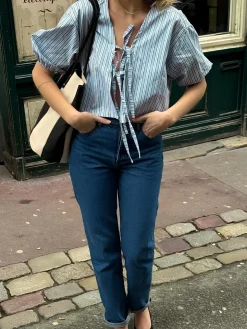 COMMENSE Stripe Tie Neck Blouse* Blouses & Shirts|Tops