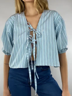 COMMENSE Stripe Tie Neck Blouse* Blouses & Shirts|Tops