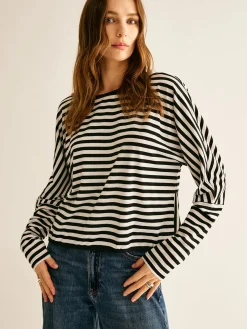 COMMENSE Striped Backless Knotted T-Shirt* T-shirts|Tops