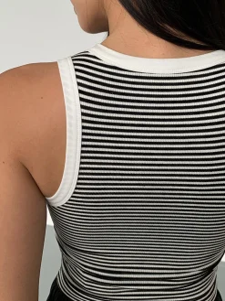 COMMENSE Striped Crew Neck Tank Top* Tank Tops & Camis|Tops