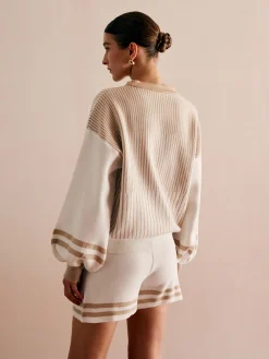 COMMENSE Striped Drawstring Sweater Co-ords* Sweater Tops|Sweaters & Cardigans