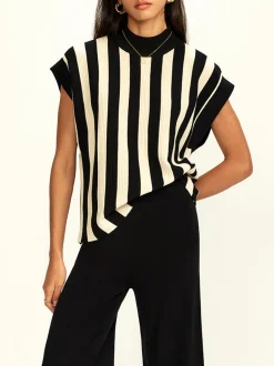 COMMENSE Striped Jersey Top Pants Set* Matching Sets|Bottoms
