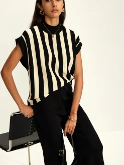 COMMENSE Striped Jersey Top Pants Set* Matching Sets|Bottoms