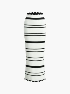 COMMENSE Striped Knotted Backless Skirt Set* Skirt Sets|Long Sleeve Sets