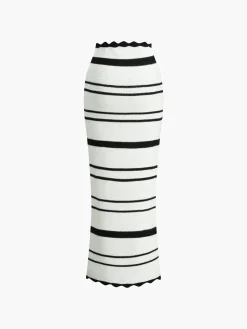 COMMENSE Striped Knotted Backless Skirt Set* Skirt Sets|Long Sleeve Sets