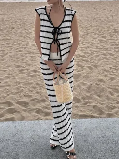 COMMENSE Striped Knotted Sweater Set* Sweater Tops|Sweaters & Cardigans