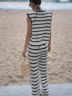 COMMENSE Striped Knotted Sweater Set* Sweater Tops|Sweaters & Cardigans