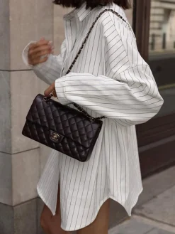 COMMENSE Striped Large Pockets Long Sleeve Shirt* Blouses & Shirts|Tops