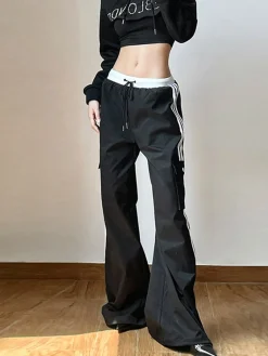 COMMENSE Striped Patchwork Drawstring Pants* Pants|Bottoms