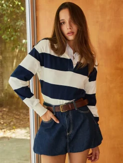 COMMENSE Striped Polo Bodysuit* Bodysuits|Bodysuits