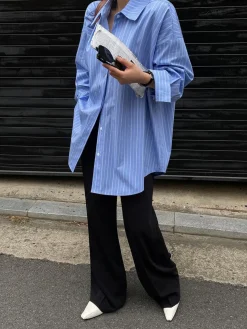 COMMENSE Striped Print Button Front Shirt* Blouses & Shirts|Tops