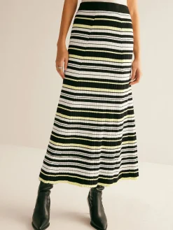 COMMENSE Striped Stretch Sweater Midi Skirt* Skirts|Knitwear
