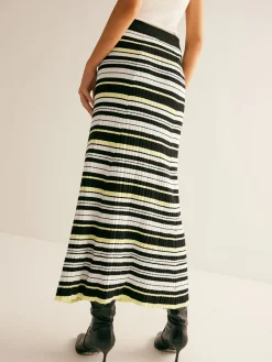 COMMENSE Striped Stretch Sweater Midi Skirt* Skirts|Knitwear