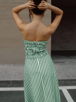 COMMENSE Striped Tube Long Dress* Casual Dresses|Vacation Dresses