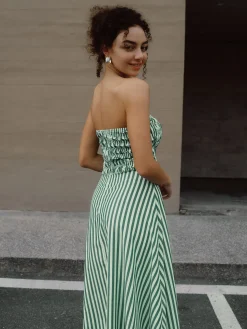 COMMENSE Striped Tube Long Dress* Casual Dresses|Vacation Dresses