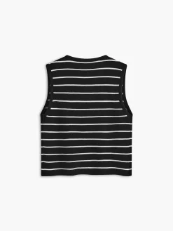 COMMENSE Striped V-Neck Tie Front Sweater Vest* Sweater Vests|Sweaters & Cardigans