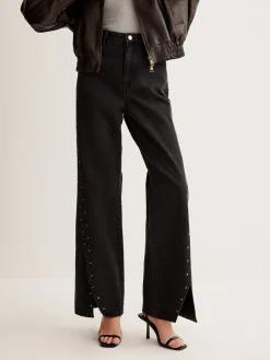 COMMENSE Studded Wide-Leg Denim Jeans* Jeans|Pants