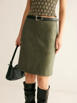 COMMENSE Suede A-Line Skirt Without Belt* Skirts|Matching Sets