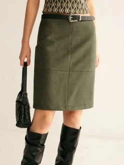 COMMENSE Suede A-Line Skirt Without Belt* Skirts|Matching Sets