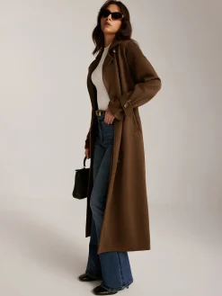 COMMENSE Suede Belted Button Long Trench Coat* Outerwear|Coats