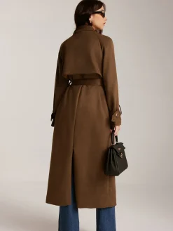 COMMENSE Suede Belted Button Long Trench Coat* Outerwear|Coats