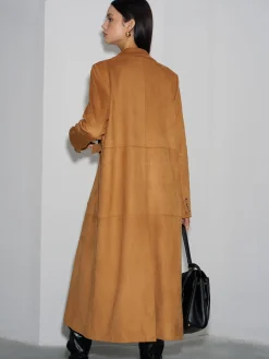 COMMENSE Suede Button Long Blazer* Outerwear|Blazers
