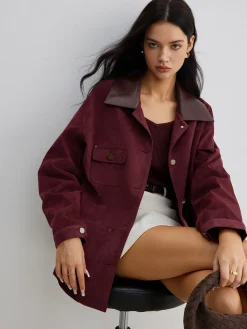 COMMENSE Suede Contrast Collar Pockets Jacket* Outerwear|Jackets