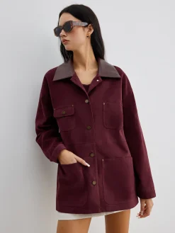 COMMENSE Suede Contrast Collar Pockets Jacket* Outerwear|Jackets