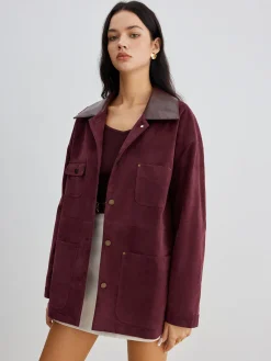 COMMENSE Suede Contrast Collar Pockets Jacket* Outerwear|Jackets