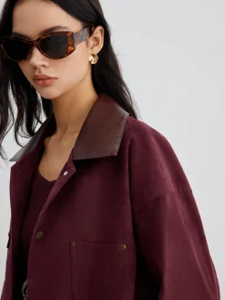 COMMENSE Suede Contrast Collar Pockets Jacket* Outerwear|Jackets