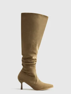 COMMENSE Suede Ruched Knee-High Boots* Shoes|Accessories