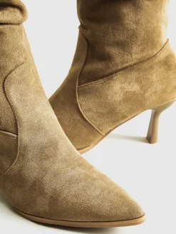 COMMENSE Suede Ruched Knee-High Boots* Shoes|Accessories