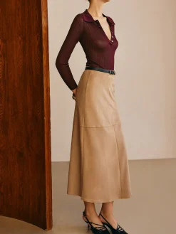 COMMENSE Suede Straight Skirt Without Belt* Skirts|Bottoms