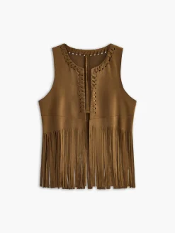 COMMENSE Suede Tassel Vest* Outerwear|Vests