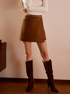 COMMENSE Suede Wrap Mini Skirt* Skirts
