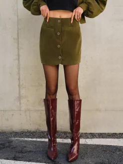COMMENSE Suede Zipper Mini Skirt* Skirts
